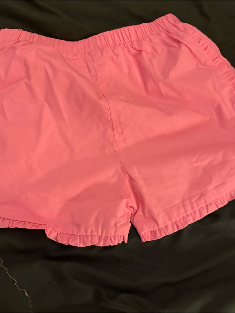 Girls' Pink Elastic-Ruffle Shorts